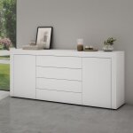 Mai & mai meuble de rangement avec 2 portes et 4 tiroirs casier de rangement polyvalent buffet blanc ...