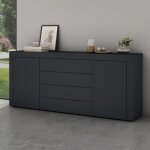 Mai & mai meuble de rangement avec 2 portes et 4 tiroirs casier de rangement polyvalent buffet gris noir ...