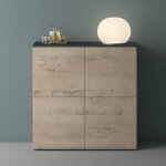 Mai & mai meuble de rangement 4 portes et 8 compartiments buffet polyvalent gris noir mat + chne blanc ...