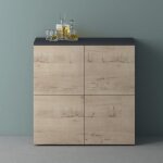 Mai & mai meuble de rangement avec 4 portes et 4 compartiments buffet polyvalent gris noir mat + chne ...