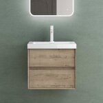 Mai & mai� meuble de salle de bain ch�ne blanc clair avec lavabo meuble sous vasque 60x48x55cm meuble ...