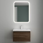 Mai & mai meuble de salle de bain chne avec lavabo et miroir meuble sous vasque 60x50x40cm meuble suspendu ...