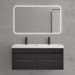 Mai & mai meuble de salle de bain gris fonc� avec lavabo meuble sous vasque 144x48x55cm meuble suspendu ...