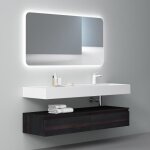 Mai & mai meuble de salle de bain gris fonc� avec lavabo meuble sous vasque 150x48x25cm meuble suspendu ...