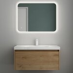 Mai & mai meuble de salle de bain marron clair avec lavabo meuble sous vasque 80x50x40cm meuble suspendu ...