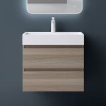 Mai & mai� meuble sous lavabo ch�ne clair meubles de salle de bain 60x38x56cm meuble suspendu avec 2 ...