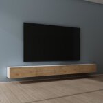 Mai & mai meuble tv suspendue armoire avec soft - close table tv pour le salon blanc mat + marron clair ...