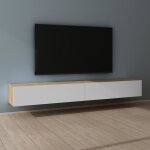 Mai & mai meuble tv suspendue armoire avec soft - close table tv pour le salon marron clair + blanc mat ...