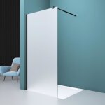 Mai & mai paroi de douche 100x200 douche � litalienne opaque avec profil� noir br1vs verre tremp� 8mm ...