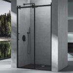 Mai & mai porte de douche coulissante noire en niche transparent pare douche verre esg 8mm avec revtement ...