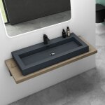 Mai & mai vasque � poser lavabo suspendu gris noir mat 100cm lave mains rectangulaire avec trop - plein ...