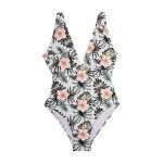 Maillot de bain 1 pi�ce blanc tropical femme haute pression