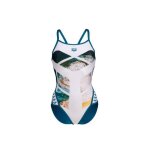 Maillot de bain 1 pi�ce femme arena planet super fly - blanc - patchwork de micro - lignes - r�sistant ...