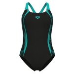 Maillot de bain 1 pi�ce femme arena swim pro back graphic - noir - r�sistant au chlore et aux rayons ...