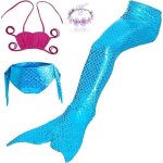 Maillot de bain 3 pices pour petite fille princesse sirne - bleu - bikini cosplay ensemble