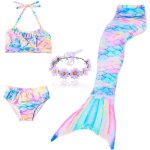 Maillot de bain 3 pices princesse - marque inconnue - queue de sirne - arc en ciel - enfant - fille ...