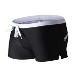 Maillot de bain boxer homme shorts de sport pour plage et piscine elastique avec poche - blanc noir