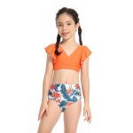 Maillot de bain enfant fille 2 pices extensible col en v confortable pour piscine plage natation t ...