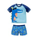 Maillot de bain pour enfant t shirt shorts 2 pi�ces de costume de natation anti uv 3 - 8 ans forme crocodile ...