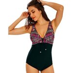 Maillot de bain femme 1 pi�ce monokini grande taille - noir - bonnets rembourr�s - dos arrondi