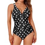 Maillot de bain femme 1piecesmaillot de bain devant crois gainant ventre platslim push up couleur unie ...