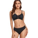 Maillot de bain femme ensemble 2 pièces bikini push up rembourré cravate noué Maillot de bain femme ensemble 2 pièces bikini push up rembourré cravate noué