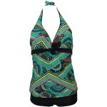 Maillot de bain femme - tankini 2 pi�ces shorty forme boxer - vert - bleu - adulte