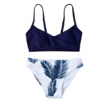 Maillot de bain filles 2 pi�ces imprime bikini de plage filles 8 � 14 ans stretch nager - bleu marine ...