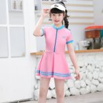 Maillot de bain fille robe entranement natation zipp bicolore schage rapide pour 4  14 ans - rose ...