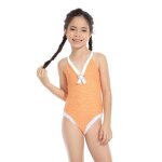 Maillot de bain fille stretch pour piscine plage natation t vacances - orange