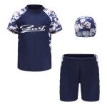 Maillot de bain garçon 3 pièces imprime set de natation séchage rapide pour 4 à 14 ans - bleu marine Maillot de bain garçon 3 pièces imprime set de natation séchage rapide pour 4 à 14 ans - bleu marine