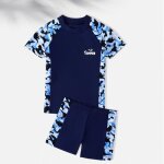 Maillot de bain - garçon - deux - pièces - camouflage imprimé - manches courtes Maillot de bain - garçon - deux - pièces - camouflage imprimé - manches courtes