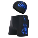 Maillot de bain homme - ensemble short de bain et bonnet de bain - bleu - cordon de serrage rglable
