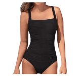 Maillot de bain une pièce vintage - femme - noir - push up - ruché - grande taille Maillot de bain une pièce vintage - femme - noir - push up - ruché - grande taille