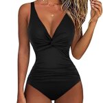 Maillot de bain une pice - xh315 - noir - push up et dos crois
