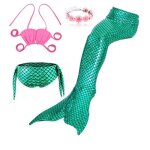 Maillot de bain princesse queue de sirne 3 pices pour petite fille - vert - ensemble de jeu de rle ...