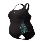 Maillot de bain - speedo - eco + placement medalist - femme - grande taille - noir et vert