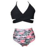 Maillot de bain tankini bikinis fille 2 pices stretch taille haut pour natation t vacances - noir ...