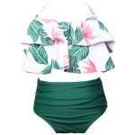 Maillot de bain tankini bikinis fille 2 pi�ces stretch taille haut pour natation �t� vacances - vert ...
