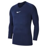 Maillot compression junior - nike - dri - fit - bleu nuit marine / blanc - manches longues - respirant ...