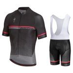 Maillot de cyclisme homme manches courtes + cuissard � bretelle v�lo vtt gel - noir - tenue de cycliste ...