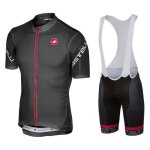 Maillot de cyclisme homme manches courtes + cuissard � bretelle v�lo vtt gel - noir - tenue de cycliste ...