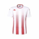 Maillot de football enfant kappa bugo - blanc et rouge - manches courtes - coupe slim