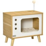 Pawhut - maison pour chat - panneaux de particules - 50x28x43cm - bois naturel