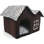Maison pour animaux - foxnovo - double pi�ce - molleton de coton - 55x40x42 cm - chien petit