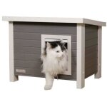 Maison extrieure pour chat en composite matriau durable - kerbl - eco eli - gris / blanc - 57 x 45 ...