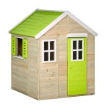 Kangui - maison de jardin enfant ext�rieur - cabane en bois avec plancher - toit �tanche - vert et blanc ...
