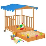 Maison de jeu denfants et bac � sable - omabeta - bois de sapin - toit de protection uv50