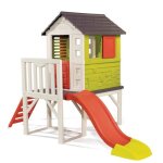 Maison pilotis smoby - toboggan - plateforme 70cm - anti - uv - vert - fabriqu en france
