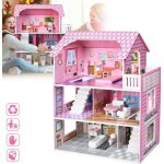 Maison de poupes en bois 3 tages lzq - modle barbie - 60x237x70cm - rose - pour enfants de 2 ans et ...